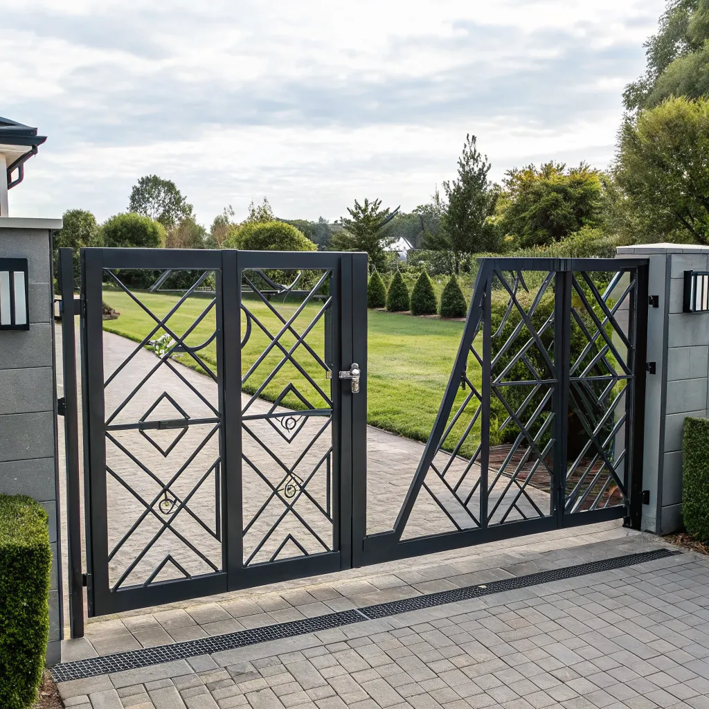 Modern geometric residential gate